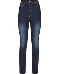 Philipp Plein - Denim Super High Waist Jegging Iconic Plein - Lyst