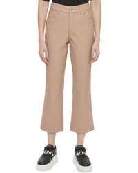 DKNY - Faux Leather High Rise Cropped Pants - Lyst