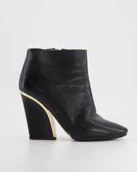 Chloé - Chloe Leather Gold-detailed Heeled Boots - Lyst