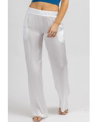 Olivaceous - Satin Wide Leg Pant - Lyst
