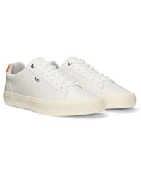 BOSS - Faux-Leather Trainers With Contrast Backtab - Lyst