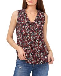 Vince Camuto - Desert Summer Floral Print Ruffle Neck Pullover Top - Lyst
