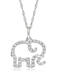 Ross-Simons Diamond Elephant Outline Pendant Necklace - Metallic