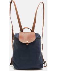 Longchamp - Brown/navy Nylon Le Pliage Backpack - Lyst
