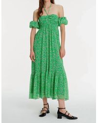 Exquise - Halter Neck Front Gathered Floral Midi Chiffon Dress - Lyst
