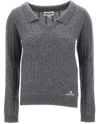 ShuShu/Tong - V-Neck Chelsea Collar Cable Knit Wool-Lyocell Sweater - Lyst