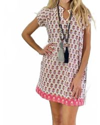 Just Darviny - Sally V-Neck Mini Dress - Lyst