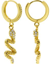 Adornia - 14k Gold Plated Snake Dangle huggie Hoop Earrings - Lyst