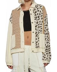 Pol - Floral Animal Print Contrast Color Block Quilted Jacket - Lyst