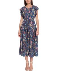 Maggy London - Crepe Floral Midi Dress - Lyst