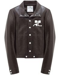 Courreges - Structured Faux-Leather Jacket With Logo Patch - Lyst