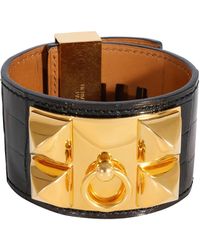 Hermès - Collier De Chien Bracelet Black Shiny Alligator Bracelet 2013 - Lyst