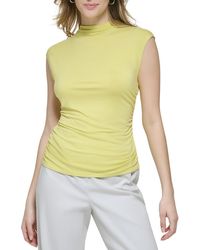 Calvin Klein - Ruched Sides Mock Neck Pullover Top - Lyst