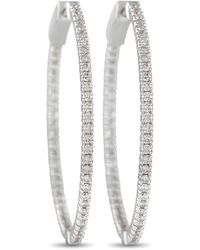 Non-Branded - Lb Exclusive 14k White Gold 1.34ct Diamond Inside-out Hoop Earrings - Lyst