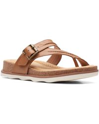Clarks - Brynn Madi Leather Slip-on Wedge Sandals - Lyst