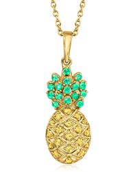 Ross-Simons - Yellow Sapphire And . Emerald Pineapple Pendant Necklace - Lyst