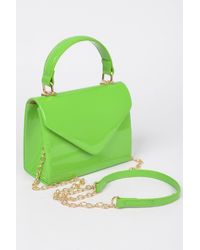 Fashnzfab - Enamel Faux Leather Top Handle Bag - Lyst