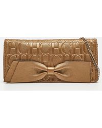 CH by Carolina Herrera - Monogram Embossed Leather Audrey Chain Clutch - Lyst