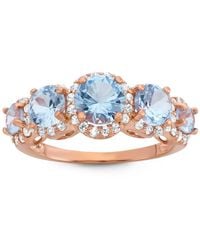Designs by Gioelli - 14K Rose Over Sterling Created Aquamarine, Sapphire Ring - Lyst
