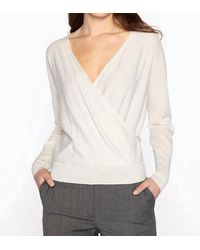 Kinross Cashmere - Sequin Long Sleeve Surplice Top - Lyst