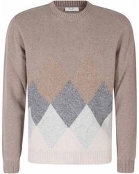 Seventy - Diamond-Pattern Wool-Blend Crewneck Sweater - Lyst