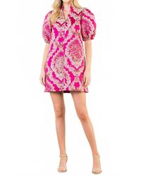 Thml - Puff Sleeve Floral Embroidery Detail Dress - Lyst