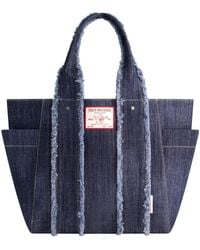 True Religion - Frayed Handle Solid Denim Tote - Lyst