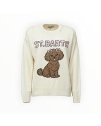 Diagonal In Riding MC2 Saint Barth Cartoon Dog Heart Playful Graphic Sweater in White | Lyst