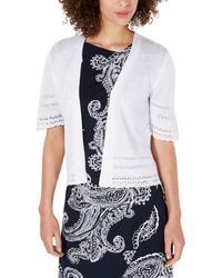 Signature By Robbie Bee - Petites Knit Lace Trim Cardigan Sweater - Lyst