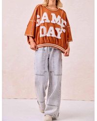 Bibi - Gameday Patchwork Stitch Detail French Terry Top - Lyst