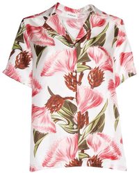 P.A.R.O.S.H. - Short-Sleeved Floral Print Silk Shirt - Lyst