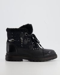Chanel - Tweed Shearling Snow Boots With Cc Logo Detail - Lyst