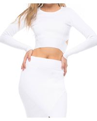 Kendall + Kylie - Compact Long Sleeve Crop Top - Lyst
