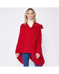 TRUEDAMES - Shoulder Strap Solid Ruana Poncho - Lyst