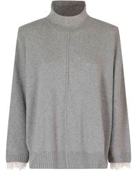 Alberta Ferretti - Af Logo Dropped High Neck Knit Sweater - Lyst