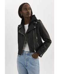Lamarque - Holy Leather Biker Jacket With Removable Hood - Lyst