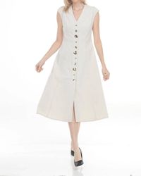 Joseph Ribkoff - Button Front V-Neck Midi A-Line Dress - Lyst