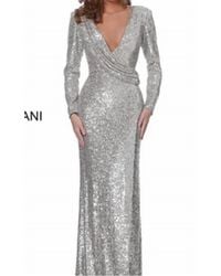 Jovani - Long Sleeve Sequin Fitted Evening Gown - Lyst