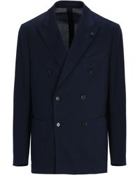 Lardini - Cotton Double-Breasted Blazer - Lyst
