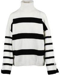 Liu Jo - Turtleneck Sweater With Wide Sleeves And Bold Stripes - Lyst
