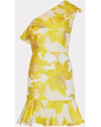 MILLY - Nila Metallic Fleur Jacquard Ruffle Dress - Lyst