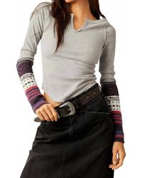 Free People - We The Free Cozy Craft Cuff Long Sleeve V-Neck Top - Lyst