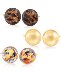 Ross-Simons - Italian Multicolored Murano Glass And 18kt Over Sterling Jewelry Set: 3 Pairs Of Stud Earrings - Lyst