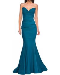 La Femme - Strapless Draped Neckline Mermaid Prom Dress - Lyst