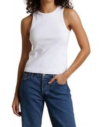 PERFECTWHITETEE - Daphne Structured Rib High Neck Tank Top - Lyst