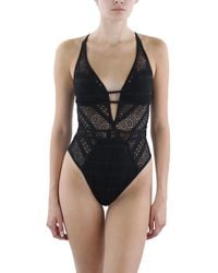 Becca - Embroidered Nylon One-piece Swimsuit - Lyst