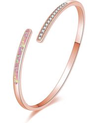Liv Oliver - 18k Rose Gold Opal & Cz Cuff Bangle Bracelet - Lyst