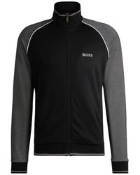 BOSS - Cotton Zip-Up Jacket With Contrast Piping - Lyst