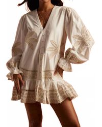 Hemant & Nandita - Ari Embroidered Long Sleeve Mini Dress - Lyst
