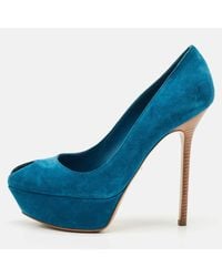 Sergio Rossi - Suede Peep Toe Platform Pumps - Lyst